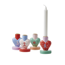 Set of 4 Heart Shaped Ceramic Advent Candle Holders By Rice DK